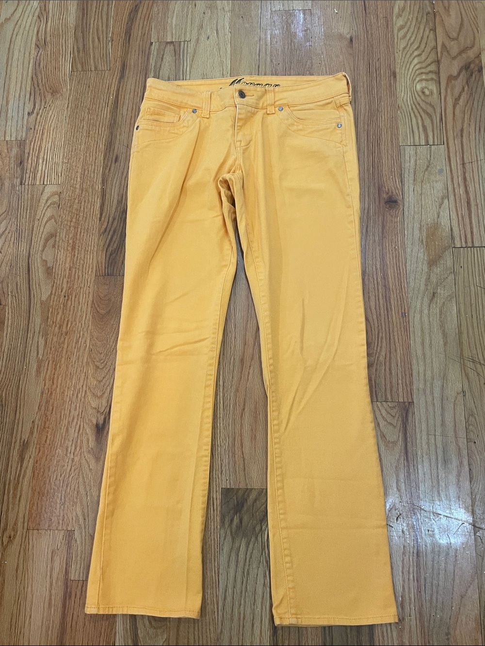 dELiA*s Women's Straight Leg Jeans in Yellow-Orange Wash 7/8